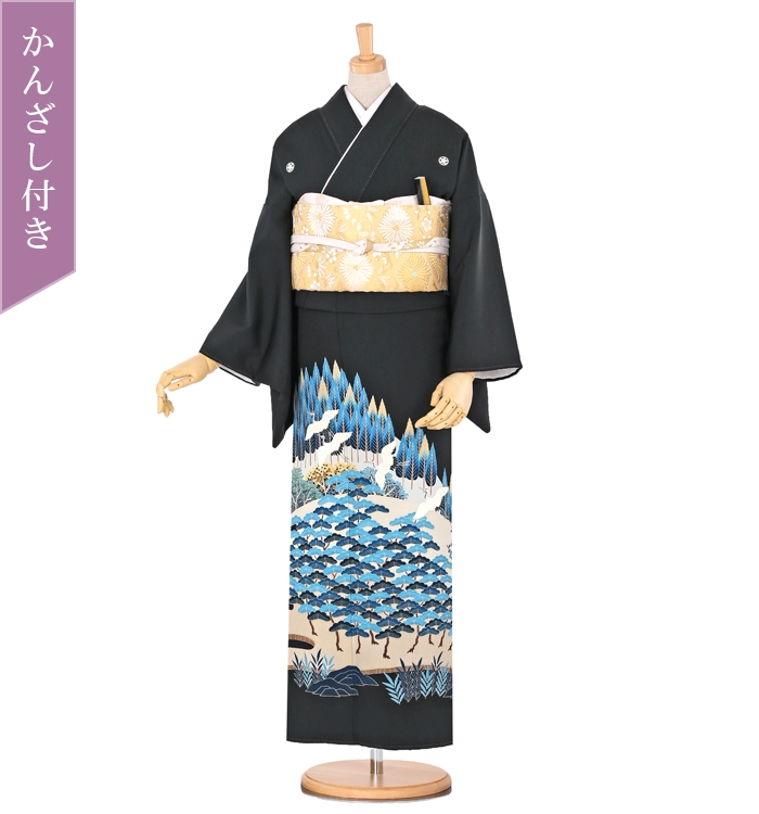 かんざし付】本加賀友禅 黒留袖 No.CA-0455-Mサイズのレンタル｜きもの