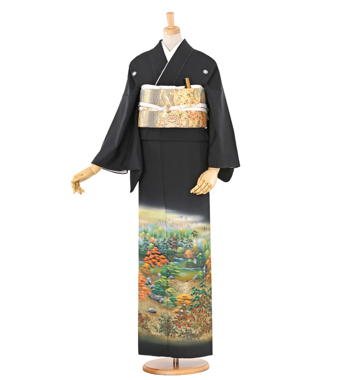 【新品未使用】黒留袖 唐草紋様 かんざし付】醍醐寺 黒留袖 No.CA-0483-Mサイズのレンタル｜きもの365