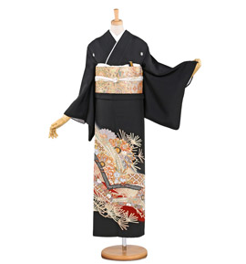 アンティーク色留袖　アールヌーボー スズラン　洋菊 アンティーク色留袖アールヌーボー スズラン洋菊