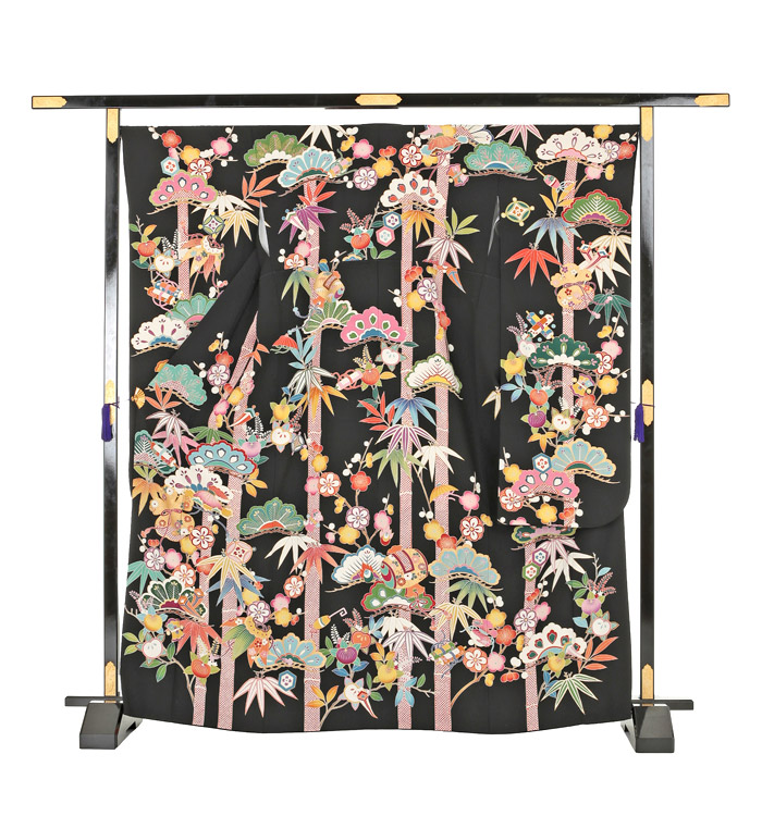 手描き友禅　振袖　美品 久保耕 久美すがた】 特選本手描き友禅振袖 振り口付き 「桜楓滝