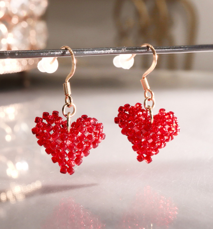 ぷくぷハート ピアス レッド No.5XC-0009-10の通販｜きもの365