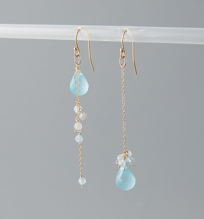 海×風×波～シーブルーカルセドニーピアス（アシンメトリー）№5T