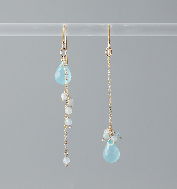 海×風×波～シーブルーカルセドニーピアス（アシンメトリー）№5T-918 No