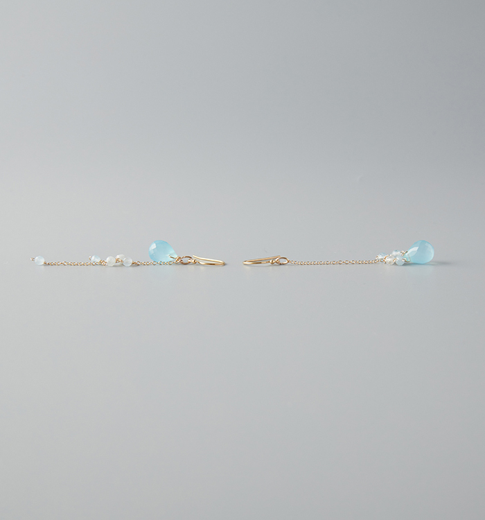 海×風×波～シーブルーカルセドニーピアス（アシンメトリー）№5T-918 No