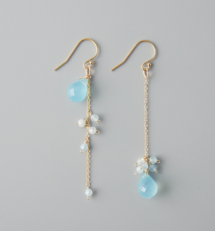海×風×波～シーブルーカルセドニーピアス（アシンメトリー）№5T