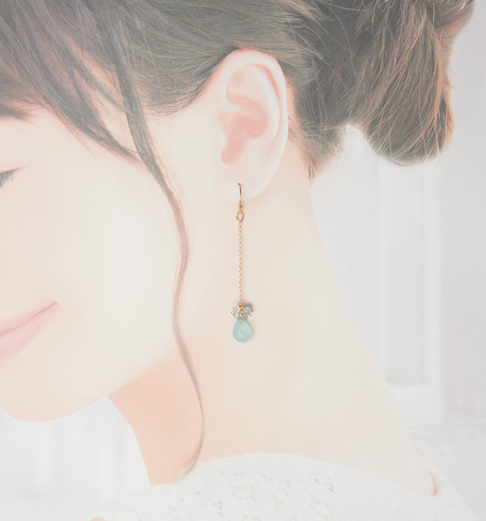 海×風×波～シーブルーカルセドニーピアス（アシンメトリー）№5T-918 No