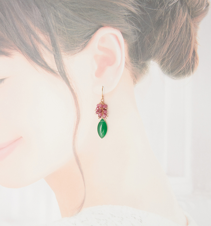 オフシェイドグリーンオニキス可愛いまん丸ピアスチャーム☆ オフ