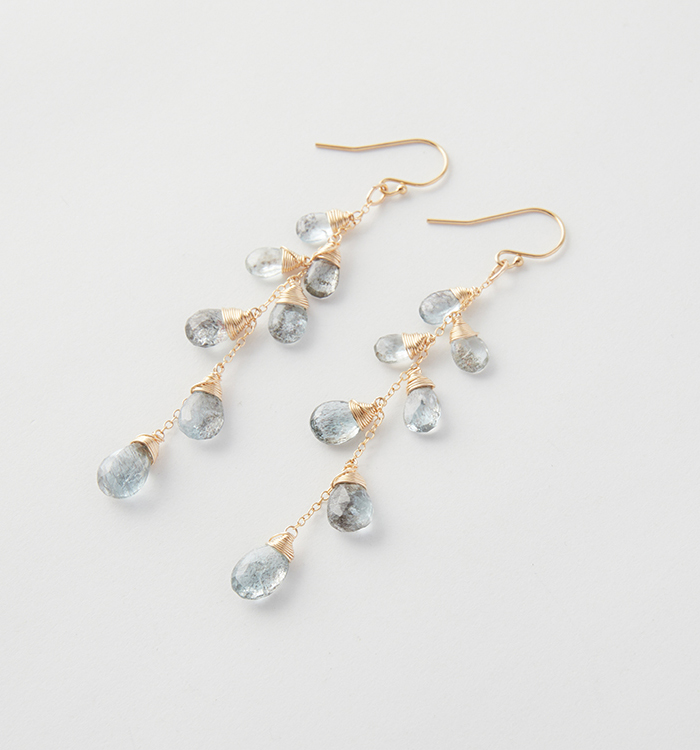 モスアクアマリン7粒巻き巻きピアス№5T-944 No.5XE-0067-00の通販