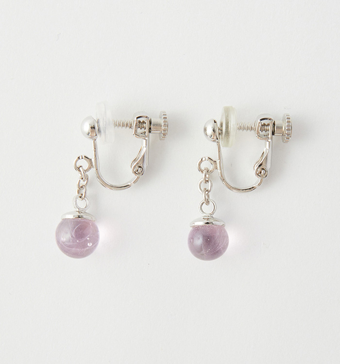 【ガラス玉イヤリング】オーロラピンク No.5XT-0051-00_01
