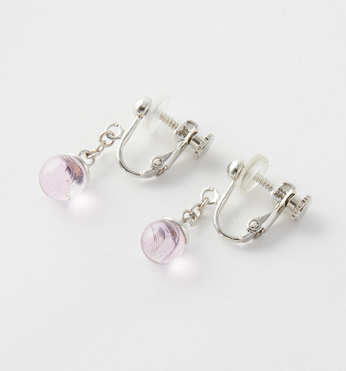 【ガラス玉イヤリング】オーロラピンク No.5XT-0051-00_02