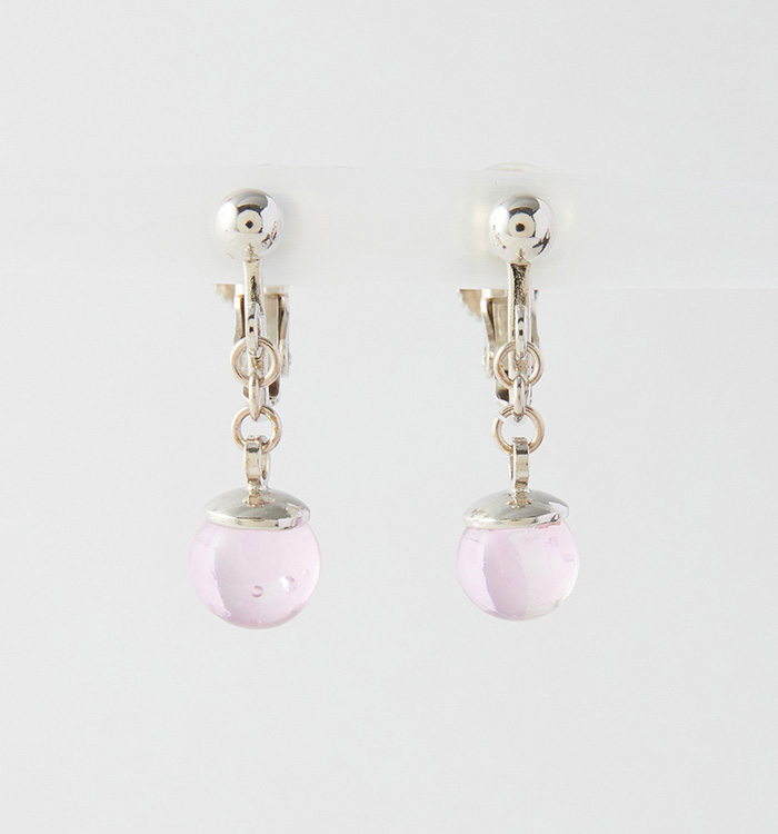 【ガラス玉イヤリング】オーロラピンク No.5XT-0051-00_05