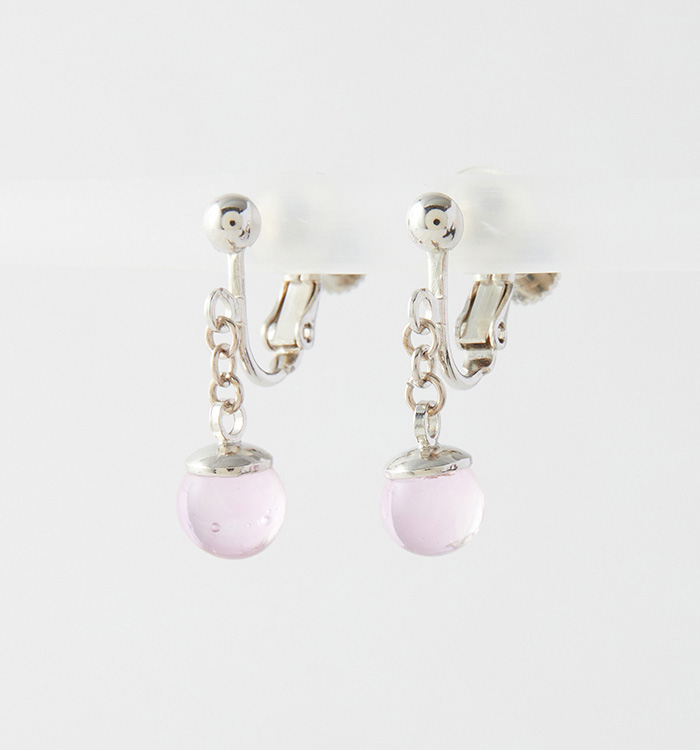 【ガラス玉イヤリング】オーロラピンク No.5XT-0051-00_06