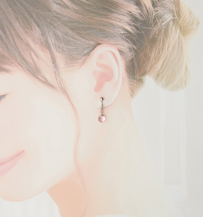 【ガラス玉イヤリング】オーロラピンク No.5XT-0051-00_07