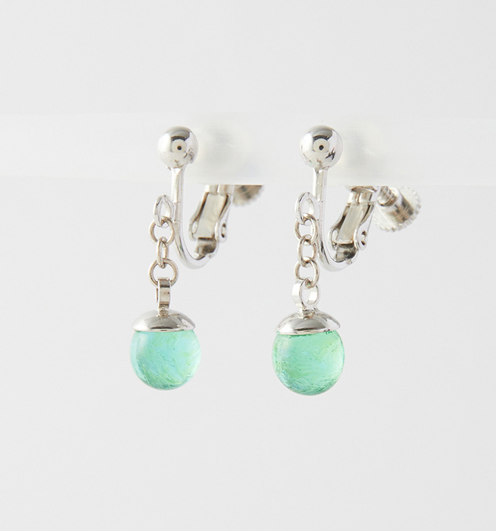 【ガラス玉イヤリング】オーロラグリーン No.5XT-0053-00_06