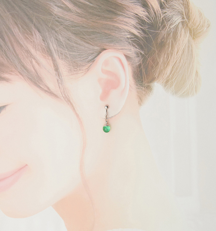 【ガラス玉イヤリング】オーロラグリーン No.5XT-0053-00_07