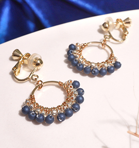 tutu イヤリング　ネイビー No.5XT-0057-00