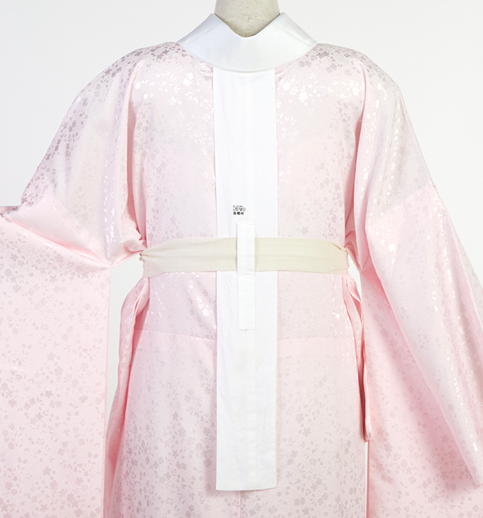 ふくよかサイズ　長襦袢　半衿付き　絞りの梅の花模様　着物 中古品】振袖用長襦袢MOサイズ 広衿 ふくよかサイズ No.5YB-0352-22の