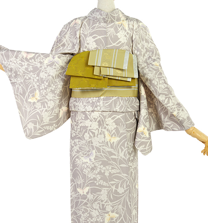 未着用　小紋　洗える着物　リーフ　蔓　片喰　たたき染　着物　114b d ms 仕立て上がり】小紋 すぐに着られる洗える着物 Mサイズ No.5YI-0017-00