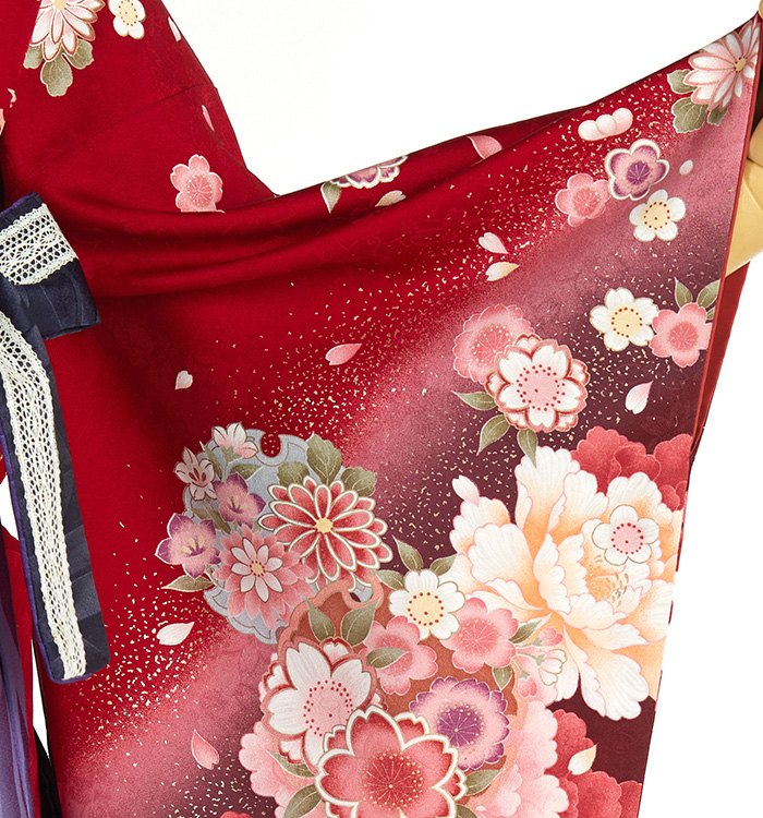 【新品】さ30 ann吉 アン吉 コート 赤レッド 38 センソユニコ 刺繍 半衿：鶴と松竹梅刺繍赤 – kimono-hearts-onlinestore