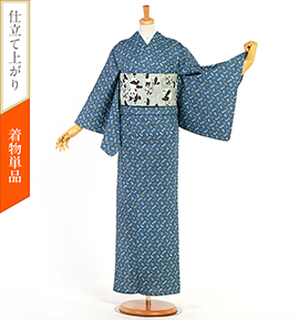 セット】WA・KKA 夏小紋 すぐに着られる洗える着物 半巾帯・帯締め付き