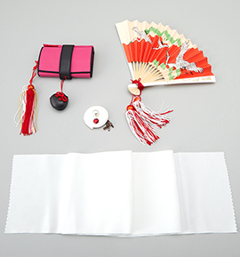 訳有り品】七五三衣装用 4点セット（はこせこ・びらかん・扇子
