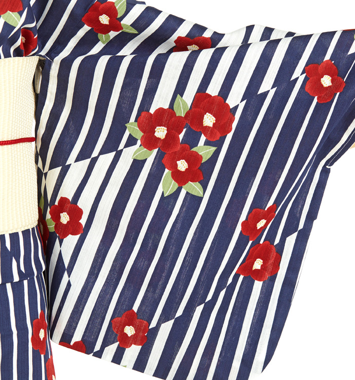 セット】浴衣 フリーサイズ 半巾帯・帯締め・着付け小物付き No.5ZA