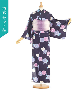 【セット】浴衣 フリーサイズ 兵児帯・着付け小物付き No.5ZA-5357-00