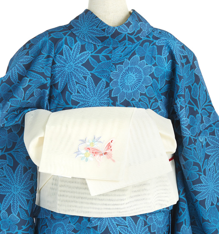 【洗える♪夏着物】小紋＊長尺 燕に花模様 水色 普段着 化繊 5KA26 洗える♪夏着物】小紋＊絽 長尺 花模様 水色 普段着物 化繊 7KA102