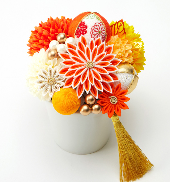 高級鼈甲花魁髪飾りとオレンジ ベルベットケース付き 高級鼈甲花魁髪