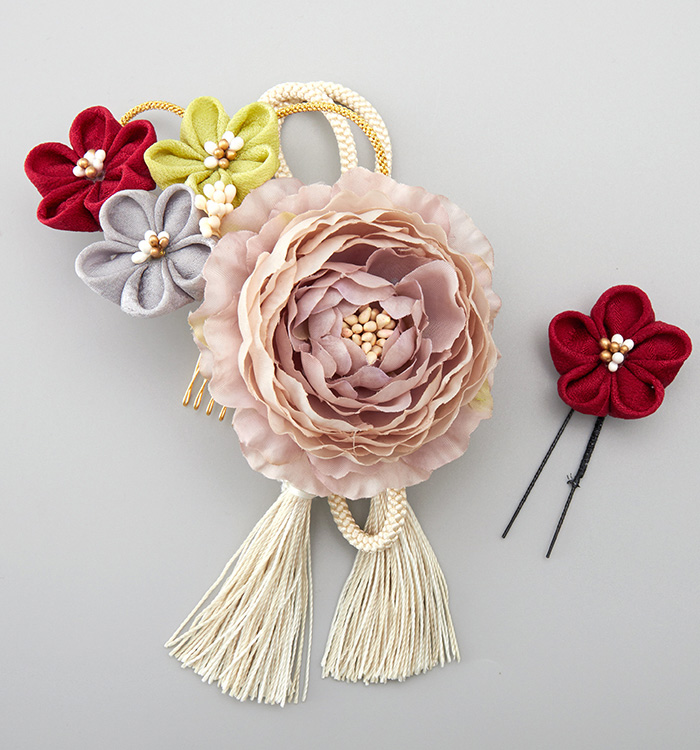 楽天市場】髪飾り 卒業袴 振袖に つまみ細工 立体 シェル調 花かざり 2