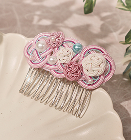 水引 櫛型の髪飾り ピンク No.5ZC-2654-01