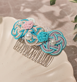 水引 櫛型の髪飾り 水色 No.5ZC-2654-04