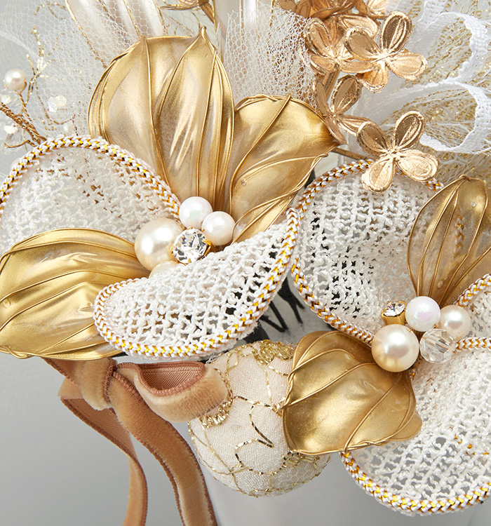 no.1054✧︎キラリ立体オーナメントデザインヘアゴム⟡GOLD