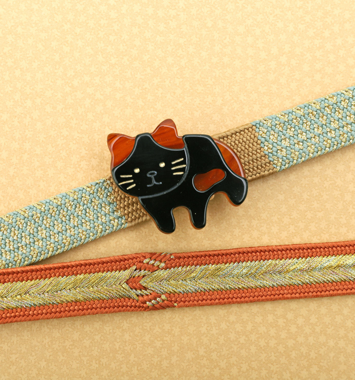 A4サイズ対応 帯 猫と蝶々 リメイク 江戸打紐ハンドルバッグ