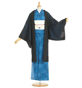 飛*鳥様 Qutie Frash 着物袖 レースアップ 羽織 Qutie Frash / メッシュ着物袖トップス 黒×紫 H-25-05-02-031-QU
