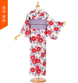 【単品】浴衣 Le coeur フリーサイズ リンゴ椿 No.5ZG-0028-00