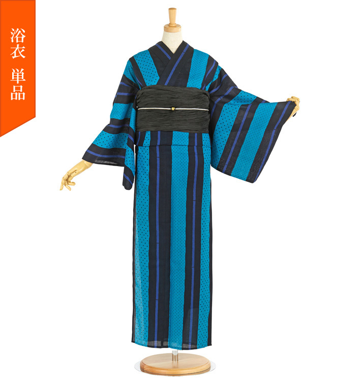 【単品】浴衣 Le coeur フリーサイズ ドットストライプ No.5ZG-0036-00