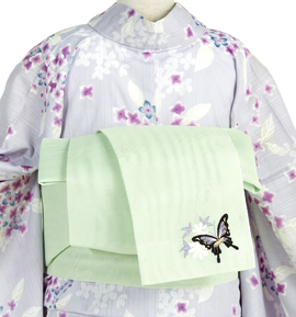 紗 半巾帯 刺繍入り No.5ZG-0621-30