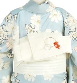 紗 半巾帯 刺繍入り No.5ZG-0622-00