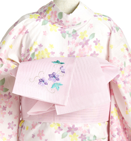 紗 半巾帯 刺繍入り No.5ZG-0624-20