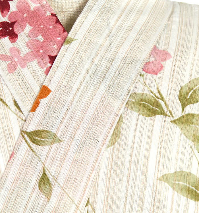 新品浴衣◇ bonheur saisons　ストライプ×マーガレット SOUBIEN（創美苑） 浴衣 レディース 3点セット （浴衣/半幅帯/下駄
