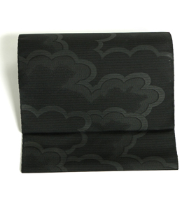 仕立て代込み】夏物 西陣織 黒共九寸帯 喪服用帯 No.5ZH-0713-00の通販