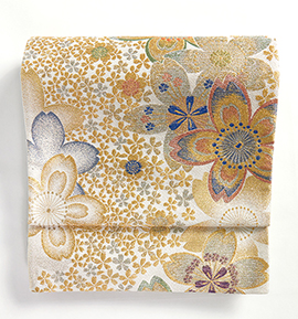 仕立て上がり】切嵌 全通柄 正絹 長尺袋帯 良品 No.5ZH-0364-00の通販