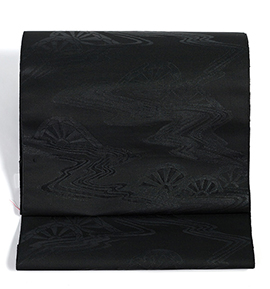 専用です☆だらりの帯 未仕立て】夏物 西陣織 黒共九寸帯 喪服用帯 No.5ZH-0719-00の