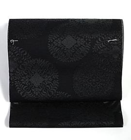 未仕立て】夏物 西陣織 黒共九寸帯 喪服用帯 No.5ZH-0961-00の通販