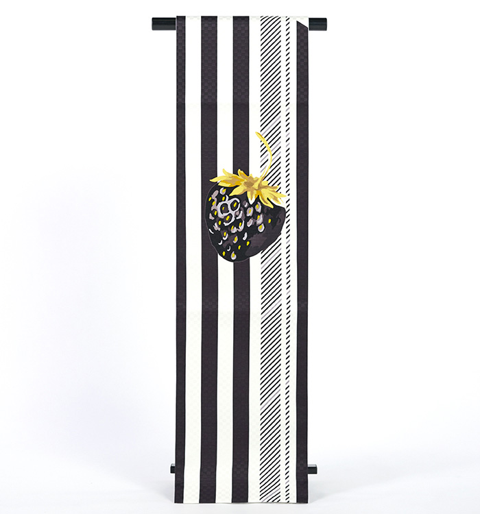 仕立て上がり】うれしづくし 正絹 京袋帯 イチゴストライプ No