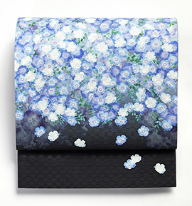 【仕立て上がり】うれしづくし 正絹 京袋帯 ネモフィラ No.5ZH-1101-00-R