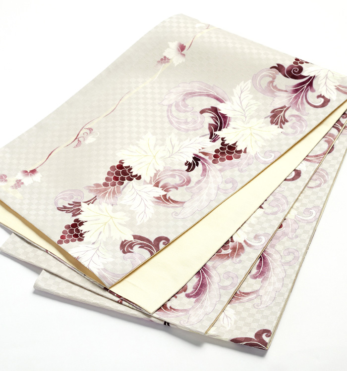 ☆ 袋帯 菊の花模様 銀通し 乳白色 O-3967 絹交織袋帯「灰白色の地に金色、銀色の菊の模様」 | 帯,帯(袋帯