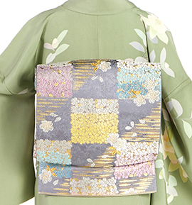 【仕立て上がり】正絹 袋帯 中古品 No.5ZH-1521-00