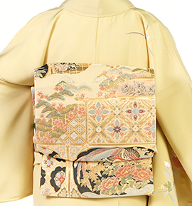 仕立て上がり】西陣織廣部商事 正絹 長尺袋帯 良品 No.5ZH-0531-00の